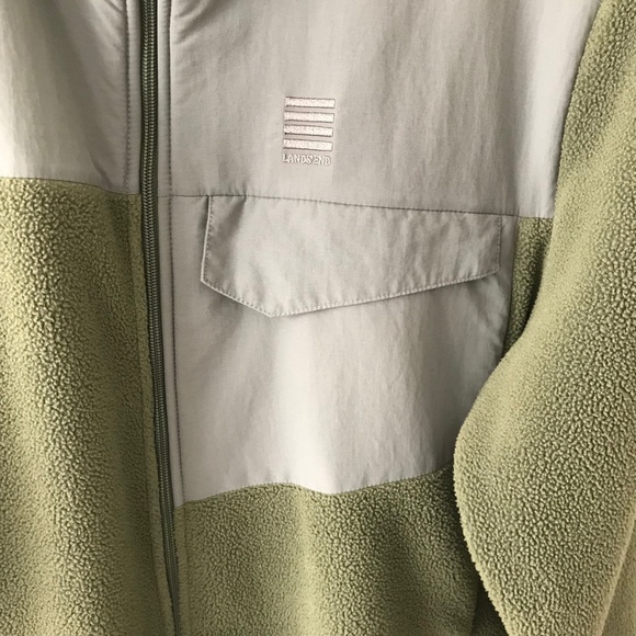 Lands End Green & Gray Zip Up Fleece Jacket - Picture 5 of 16